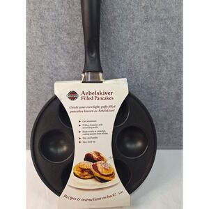 Norpro Aebelskiver Filled Pancake Pan 9in Cast Aluminum Nonstick 7 Wells 3113